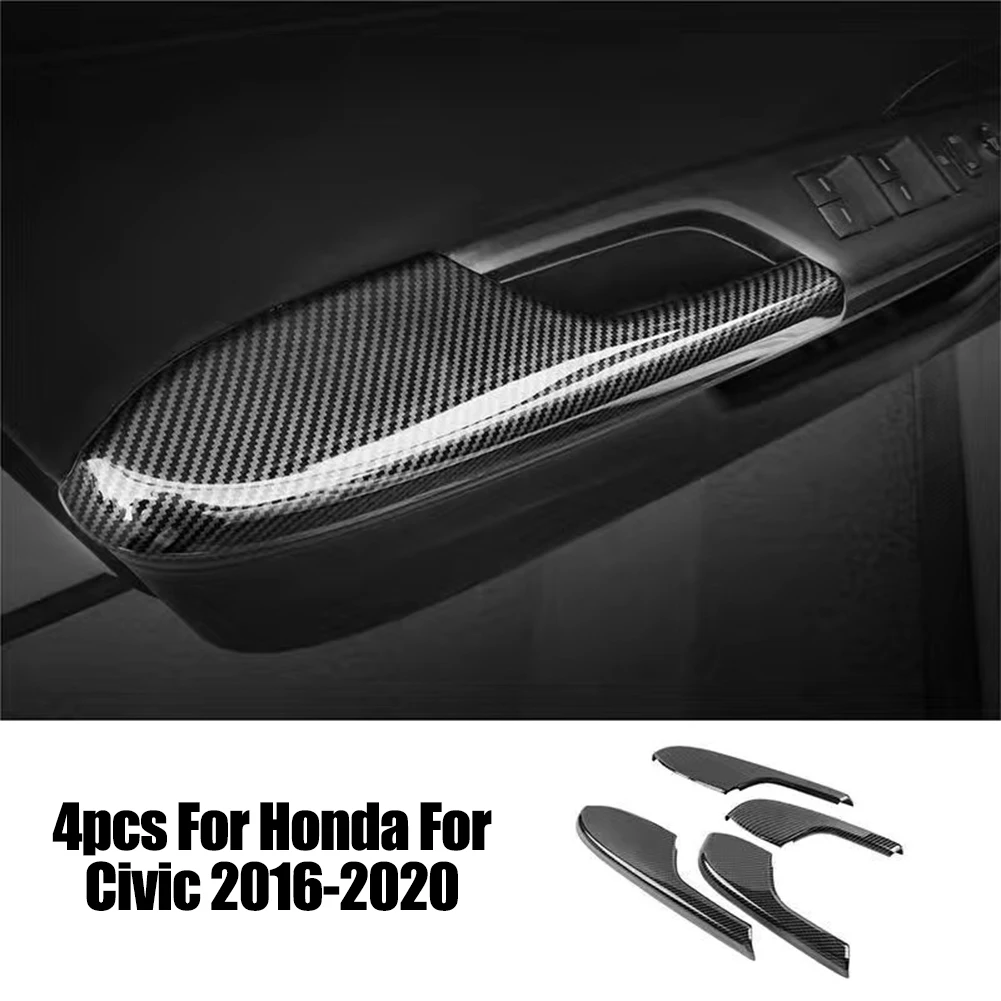 Enhance Your Comfort and Style with Carbon Fiber Interior Door Armrest Panel Trim Cover for Honda For Civic (4PCS)