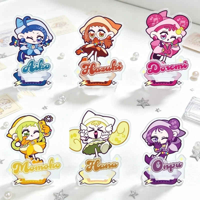 6PCS Acrylic Standing Sign Board Keychain Ojamajo Doremi Nyon Anime Doremi Harukaze/Hana Makihatayama 10CM Double insertion