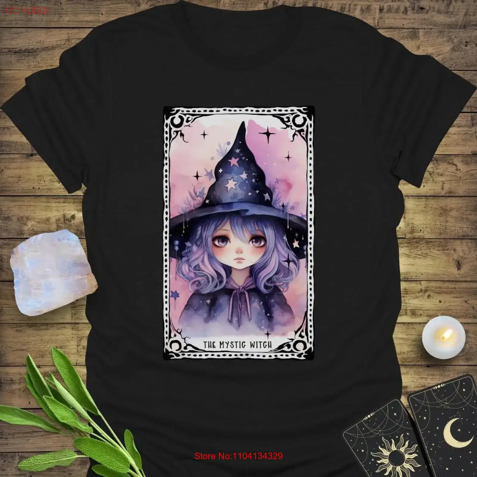 The Mystic Witch Tarot T Shirt Funny Witchy Esoteric Mystical Boho Fashion Spiritual for Women vintage Washed Stretched