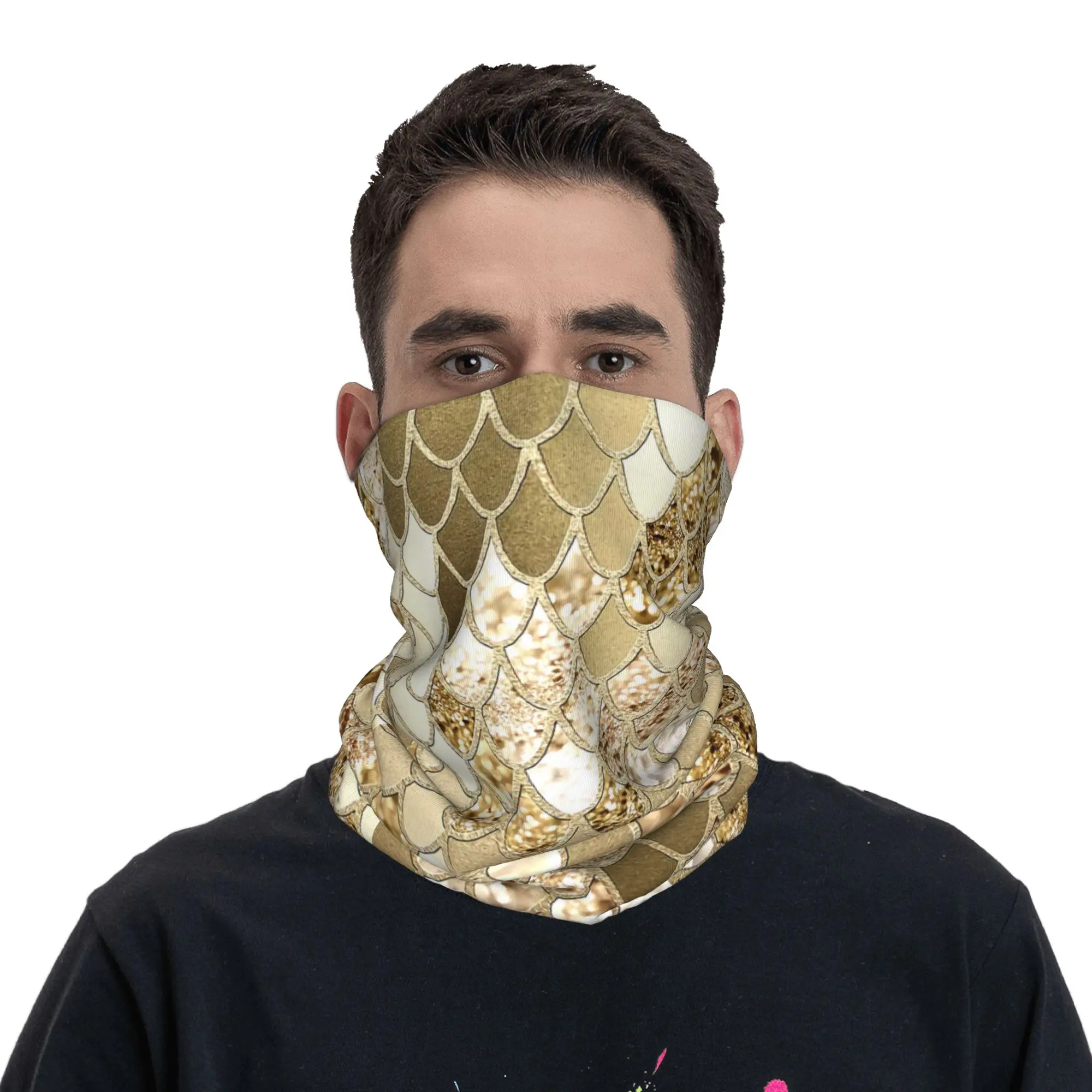 Glitter Mermaid Scales Bandana Neck Gaiter for Hiking Running Men Women Wrap Scarf  Headband Warmer Face Scarf Cover