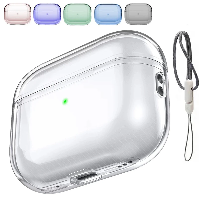 Clear Case with Lanyard For Airpods Pro 2nd generation 2 Wireless Earphones Transparent Case Cover Anti-lost Hanging Rope Strap