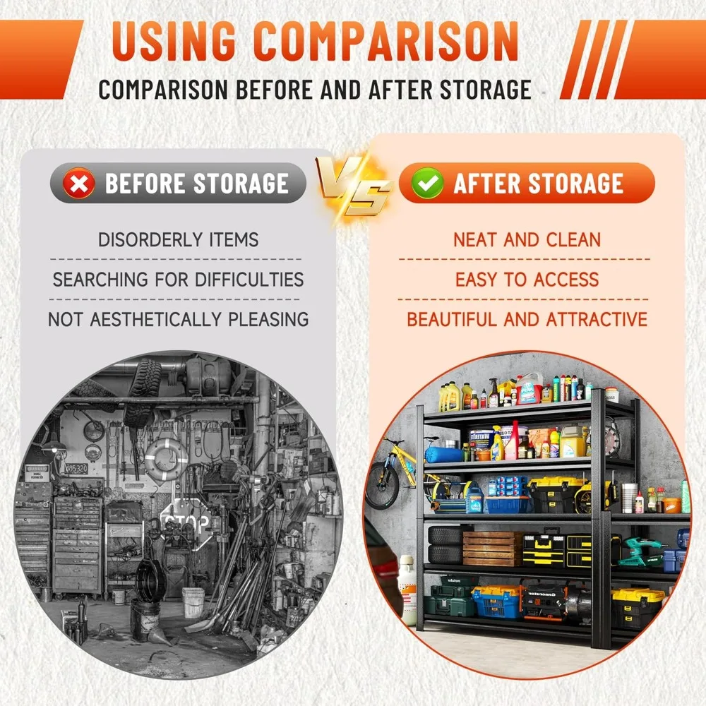 سعة 2750 رطلًا، وحدة إطار فولاذي شديدة التحمل مكونة من 5 طبقات - أرفف مستودعات قابلة للتعديل لتخزين الطابق السفلي #6