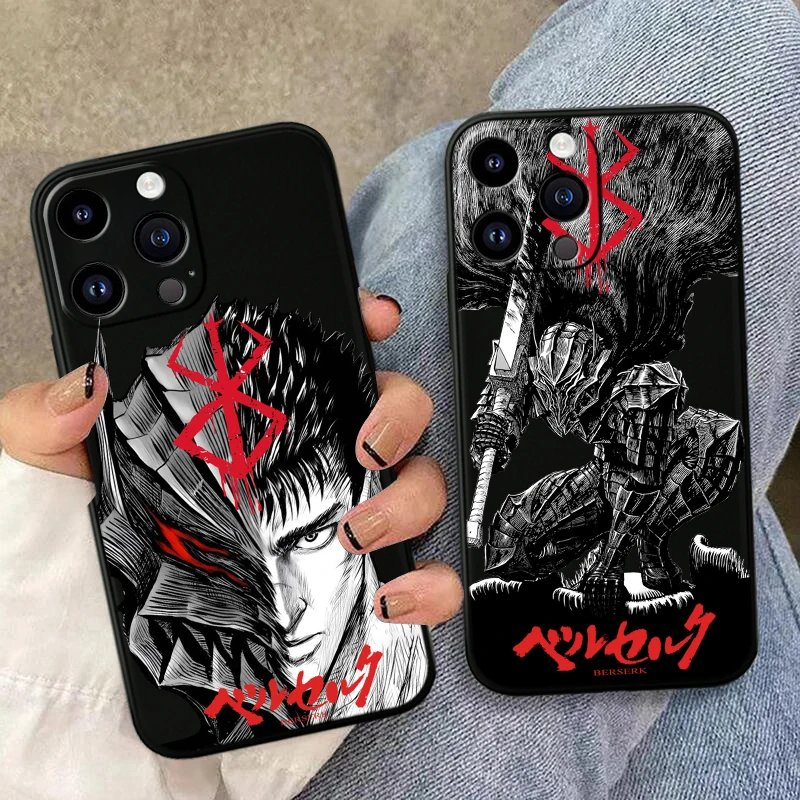 Berserk Anime For Apple iPhone 15 14 13 12 Mini 11 XS XR X 8 7 Pro Max Plus Soft Silicone Black Phone Case image 2