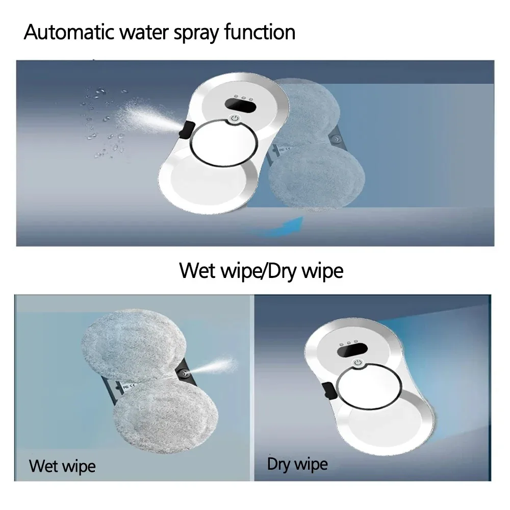 ガラス掃除機ロボット,超薄型掃除機,リモコン,自動スプレー,1つのキー