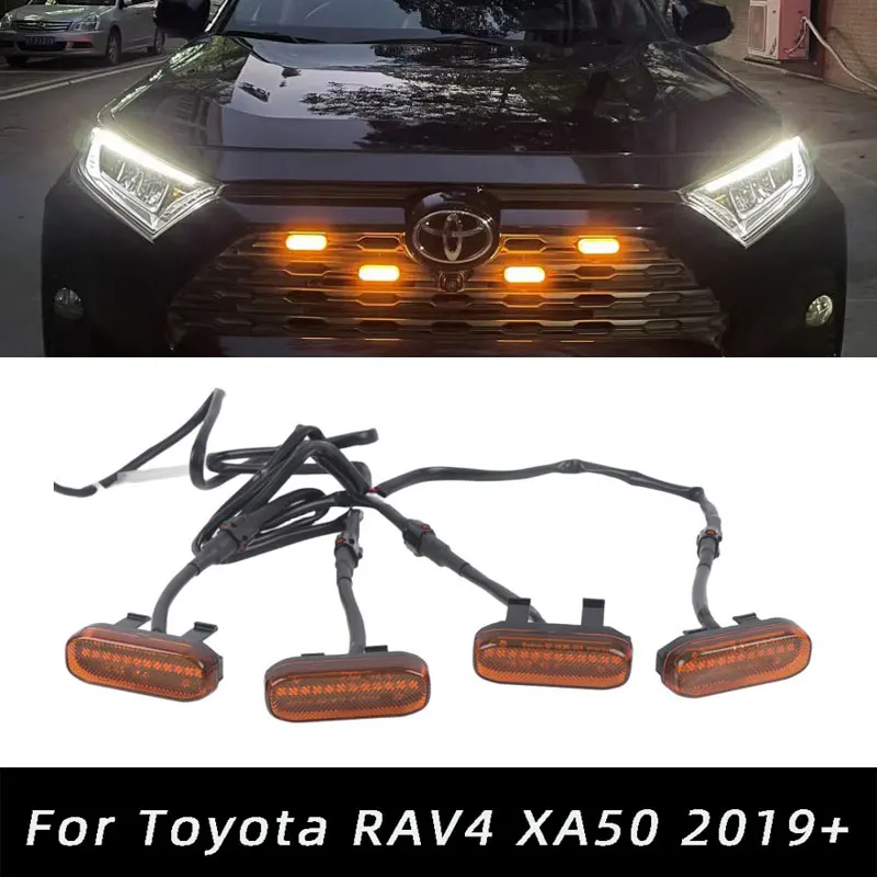 

Car Amber Light Front Grille Grill LED Light DRL Daytime Running Lamp Kit For Toyota RAV4 XA50 2019-2023 Snap-In Installation