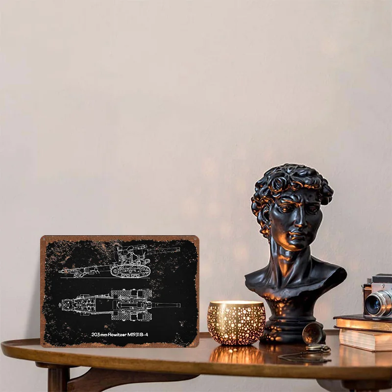 203 مللي متر هاوتزر M1931 B4 ملصق مخصص جدار الفن خمر علامات معدنية ريترو القصدير اللوحة للرجل كهف الديكور غرفة المعيشة