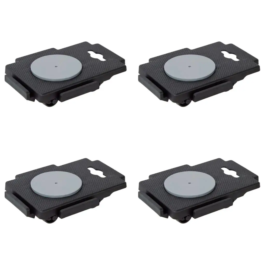 4 Pcs Moving Dollies with 8 Wheels - Heavy Duty Black Polypropylene for 330.7 lb Loads