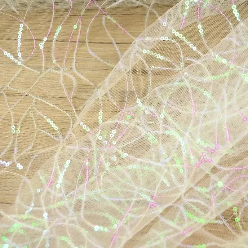 

Ткань с лазерными блестками, прозрачная сетчатая подошва, слегка эластичная одежда, оптовая продажа, ткань на метр, материал «сделай сам»