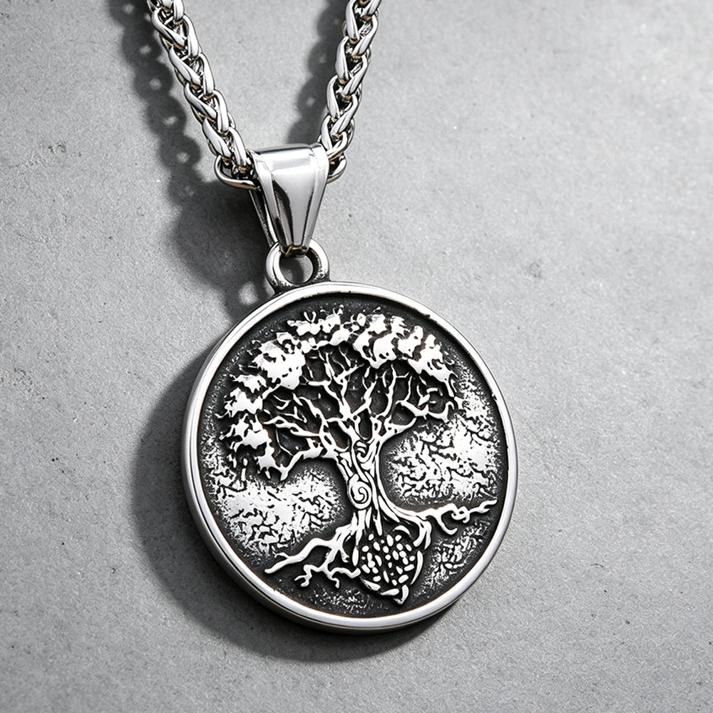 Viking Tree of Life Pendant Necklace Unisex Ancient Norse Wisdom Talisman Stainless Steel Jewelry Gift Dropshipping