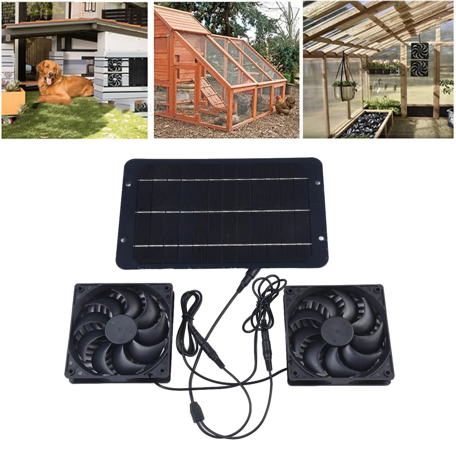 1x 12x12x2.5cm ventilador movido a energia solar 12v 10w à prova dwaterproof água exaustor duplo para o verão piquenique acampamento estufa com painel solar