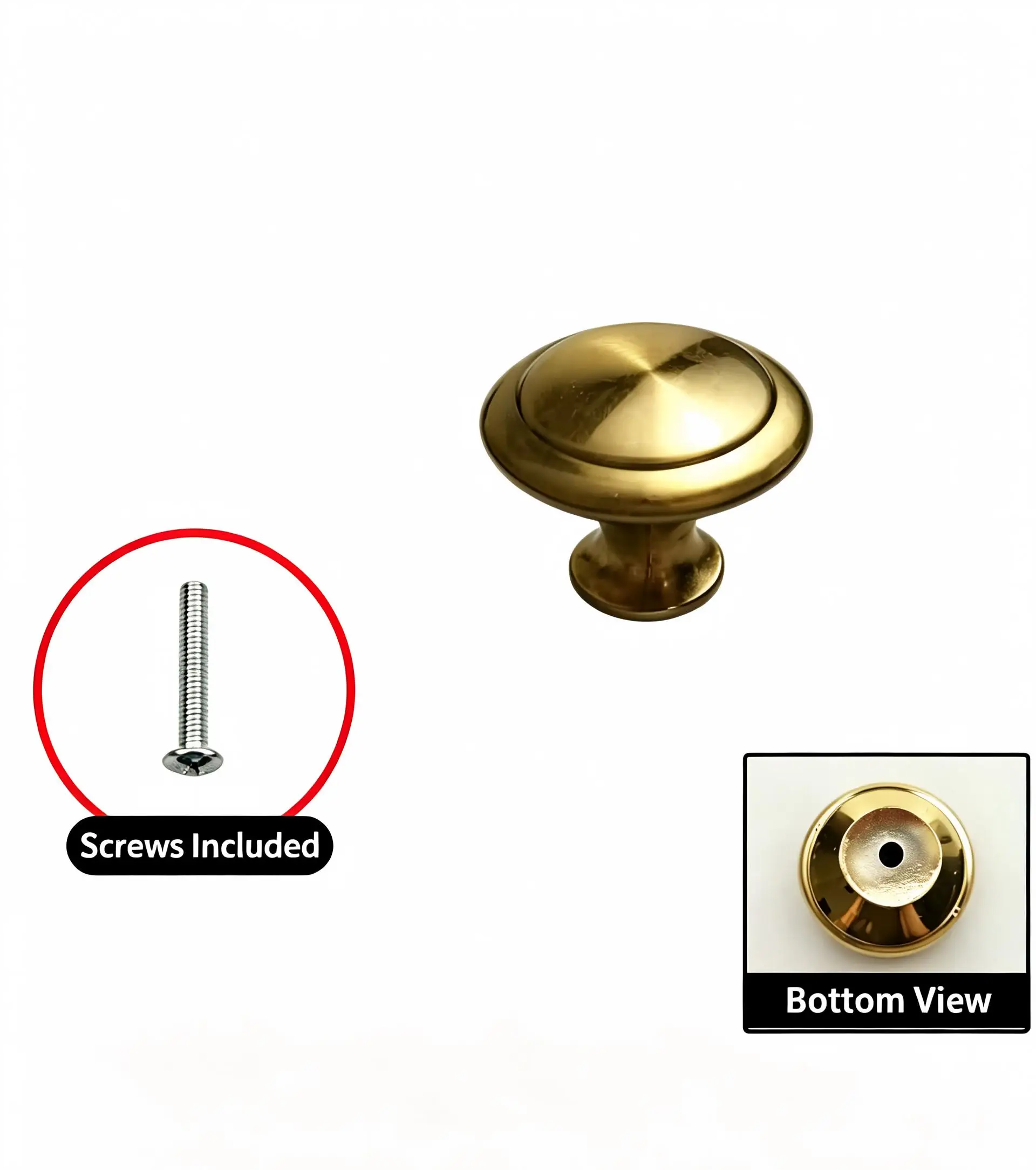 8Pcs Golden Zinc Alloy Round Cabinet Knob Single Hole Simple Drawer Pull Knob for Wardrobe Cupboard Furniture Door