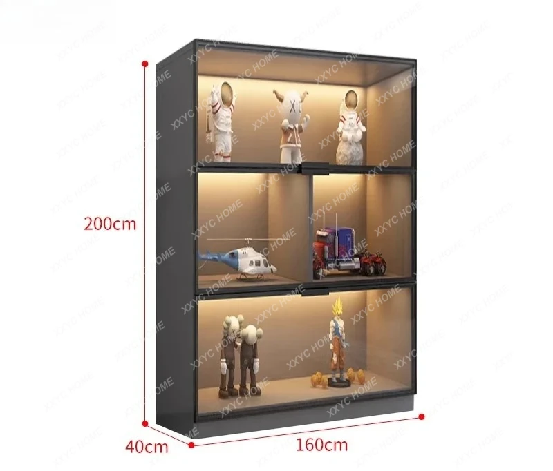 Bookcase With Glass Door, Whole Wall Dust-proof Bookshelf, Light Luxury Display Display, Household Living Room view 4