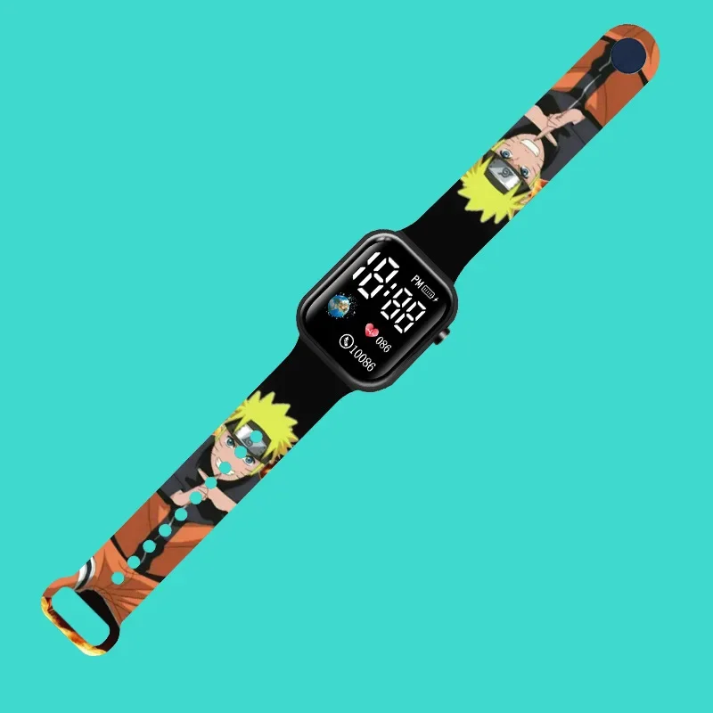 NEW Sasuke Luffy Goku Zoro children‘s watch Cartoon print strap LED square Waterproof electronic watch boys girls birthday gifts