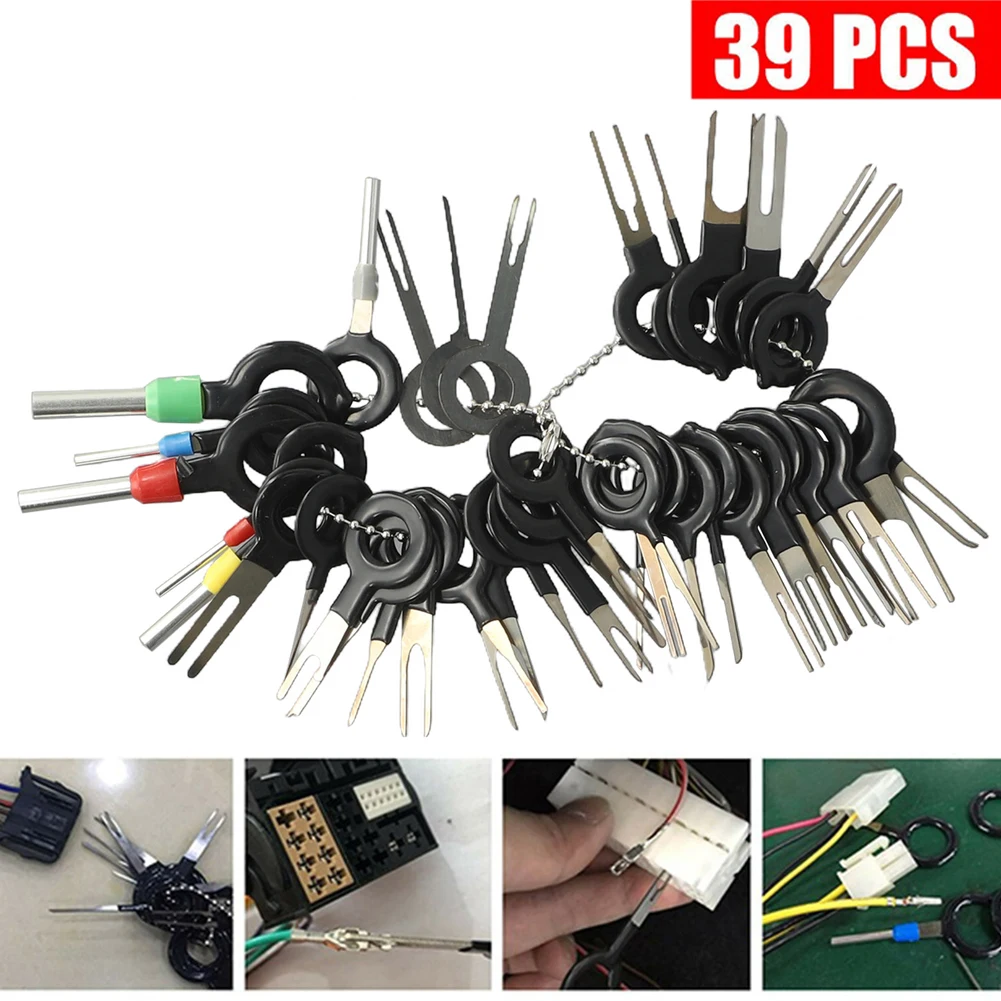 39PCS Stainless Steel Terminal Extractor Set For Automotive Wiring Harnesses Used In Car Repair And Mechanical Applications