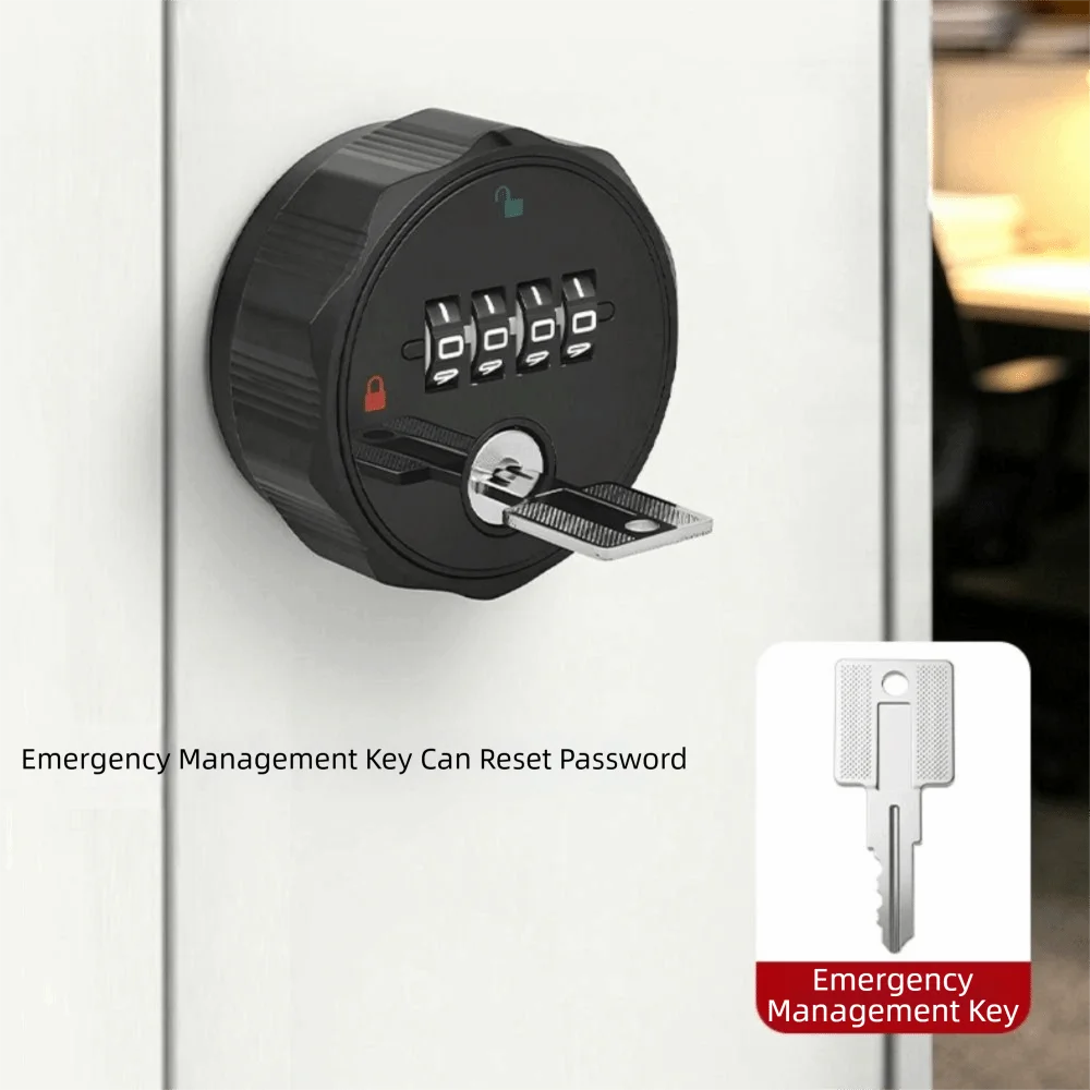 4-Digit Combination Cabinet Password Lock Round Padlock Household Hardware Drawer Lock Reset Function Anti-theft