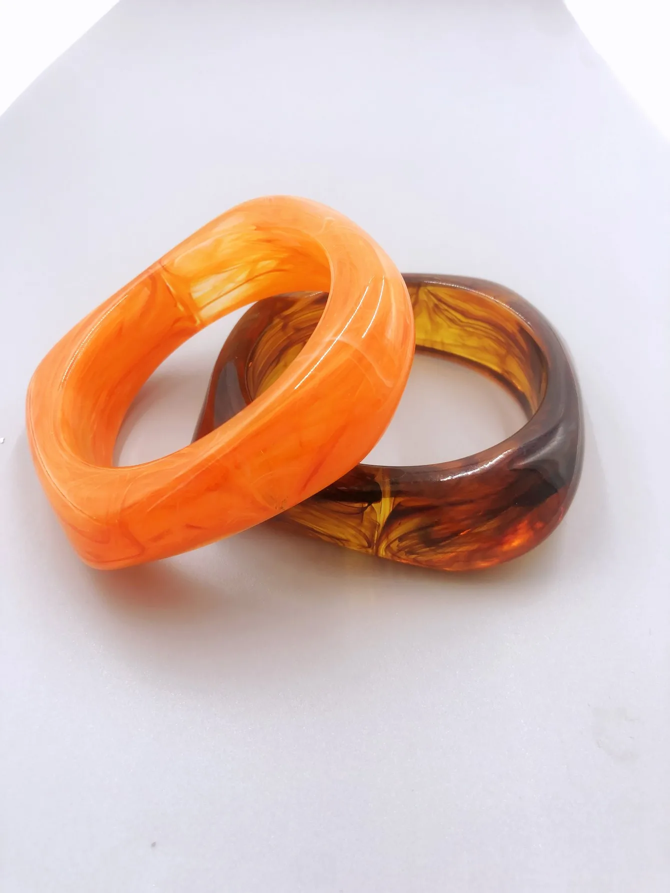 European and American Style Marble Pattern Exaggerated Acrylic Bangle Bracelet