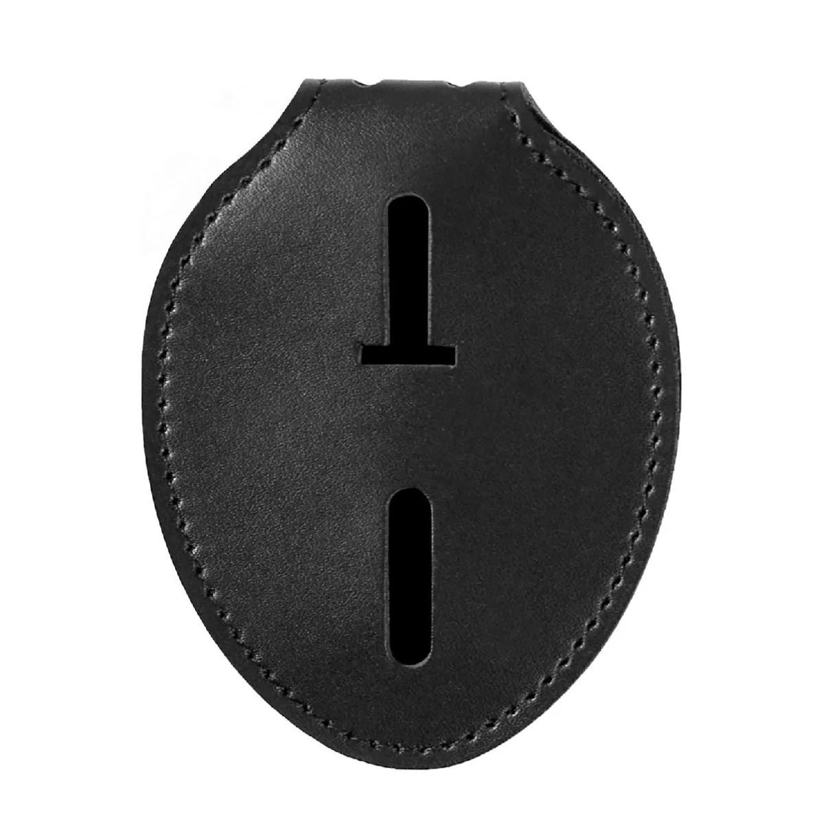 Genuine Leather Oval Badge Clip Badge Holder ID Credential Leather Pouch Cosplay Collection Protective Cover