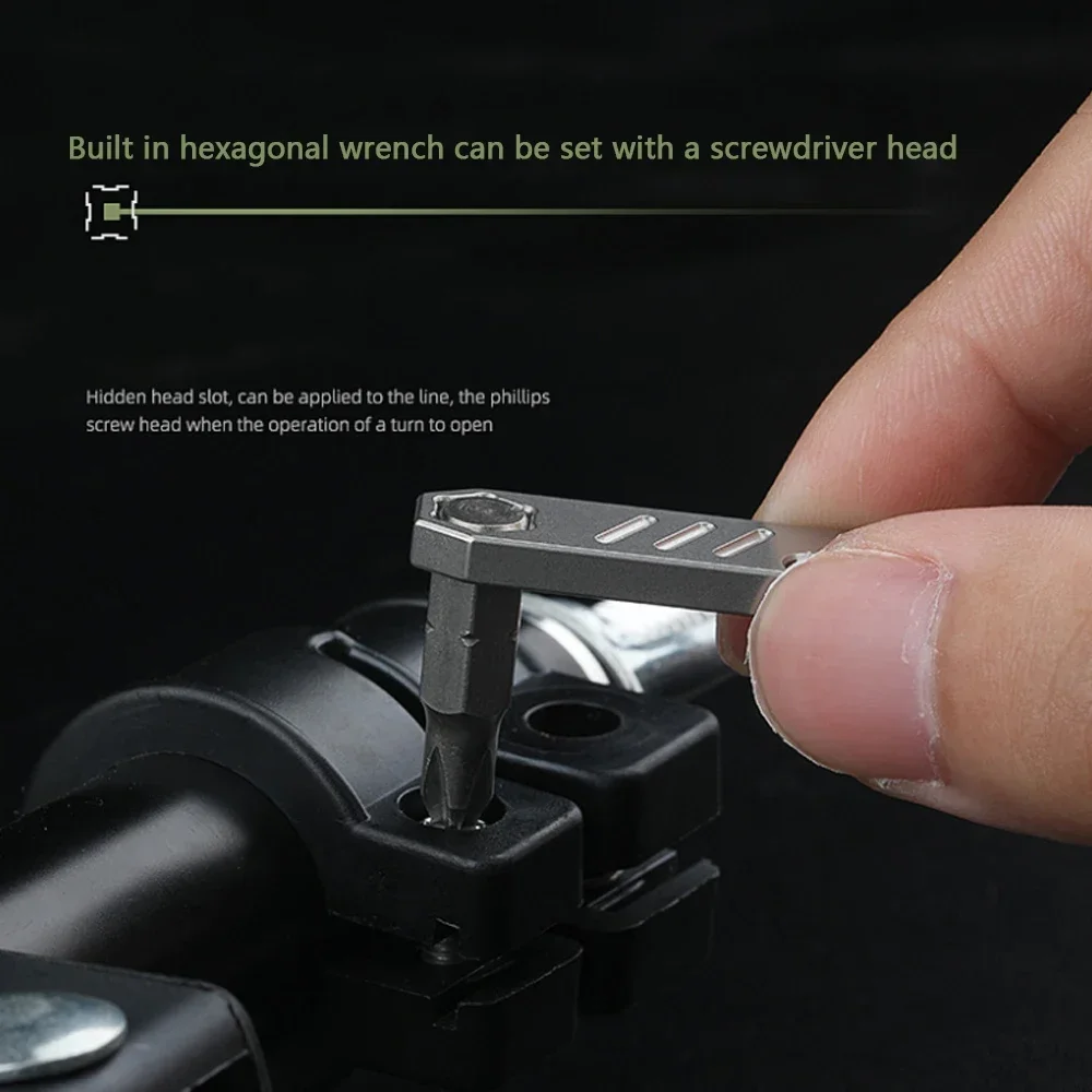 Mini abridor multiusos EDC titanio TC4 – Llave hexagonal con escala - imagen 3