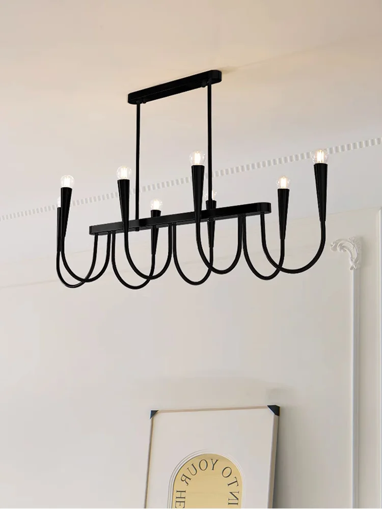 French Style Black Pendant Light Luxury Candle Hanging Lamps for Ceiling Kitchen Island Chandelier Home Decorations Lustre