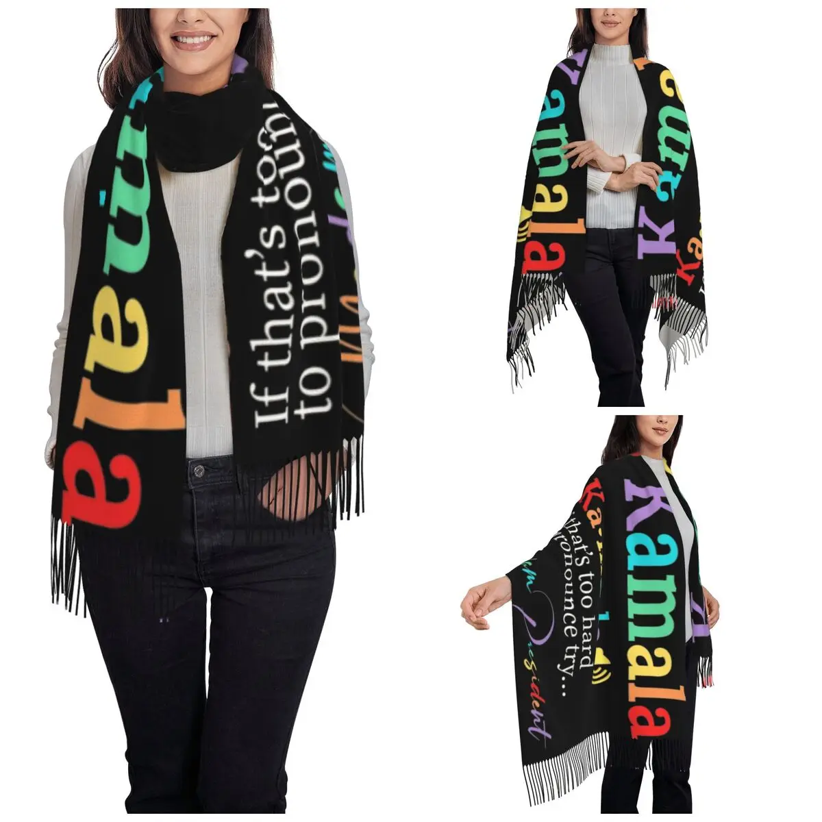 Kamala Harris Madam President Election 2024 Shawl Wraps for Women Winter Warm Large Soft Scarf Neckerchief Shawl Scarves