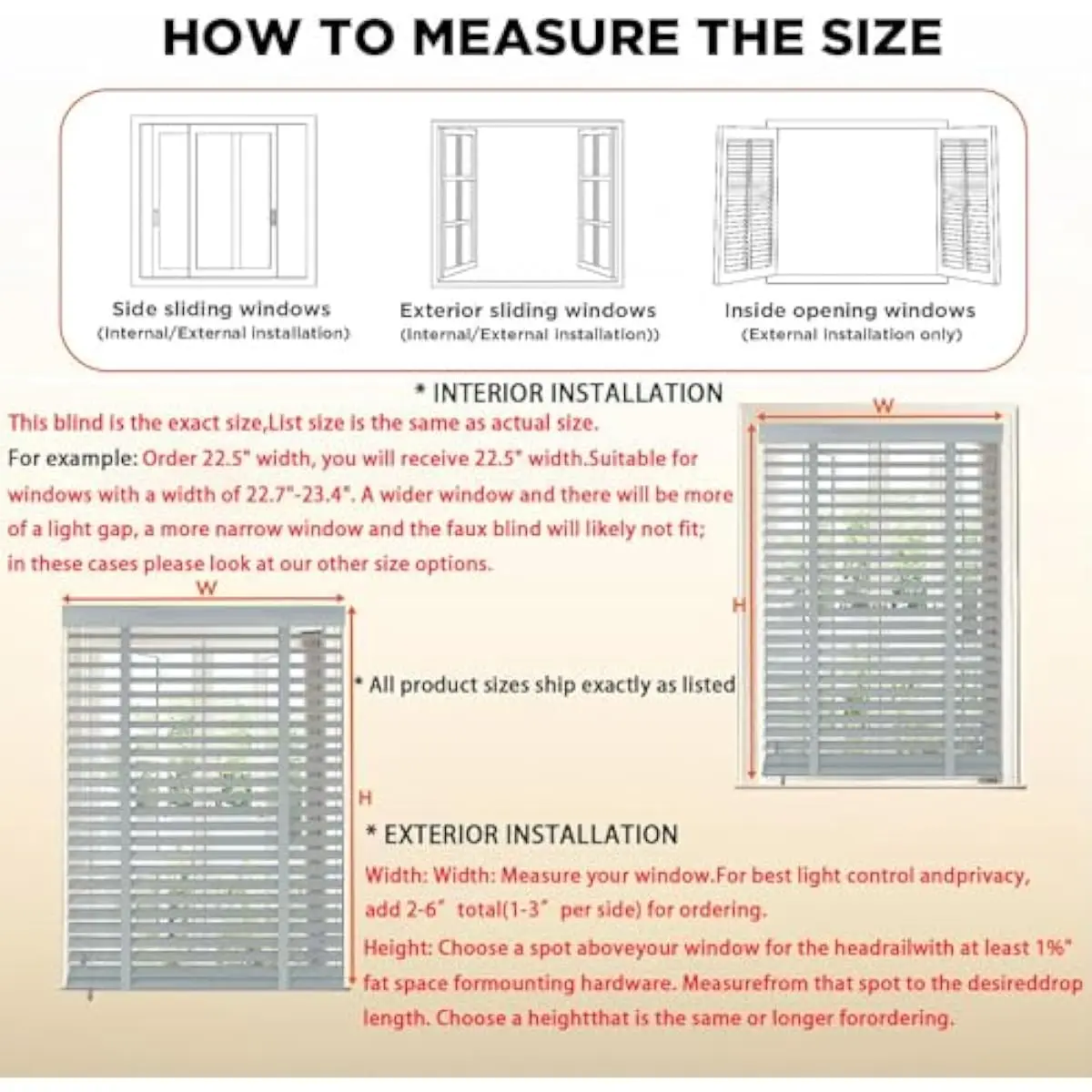 Cordless Natural Wood Window Blinds with 2-Inch Slats for Living Room Indoor Use • 48 inch Height X 42.5 inch Width • Eco-Friendly