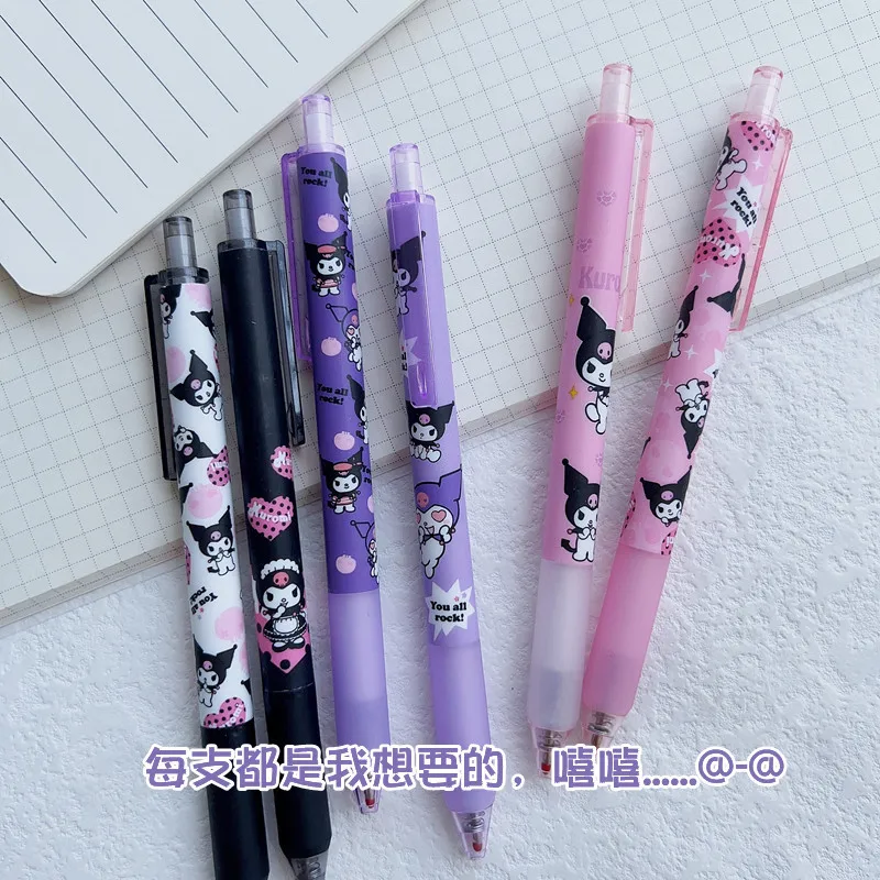 8pcs Kuromi Black Pen Stationery and Office Supplies Press Gel Pen 0.5 Water-based Pen Black Bullet 6 Pack School Season Gifts