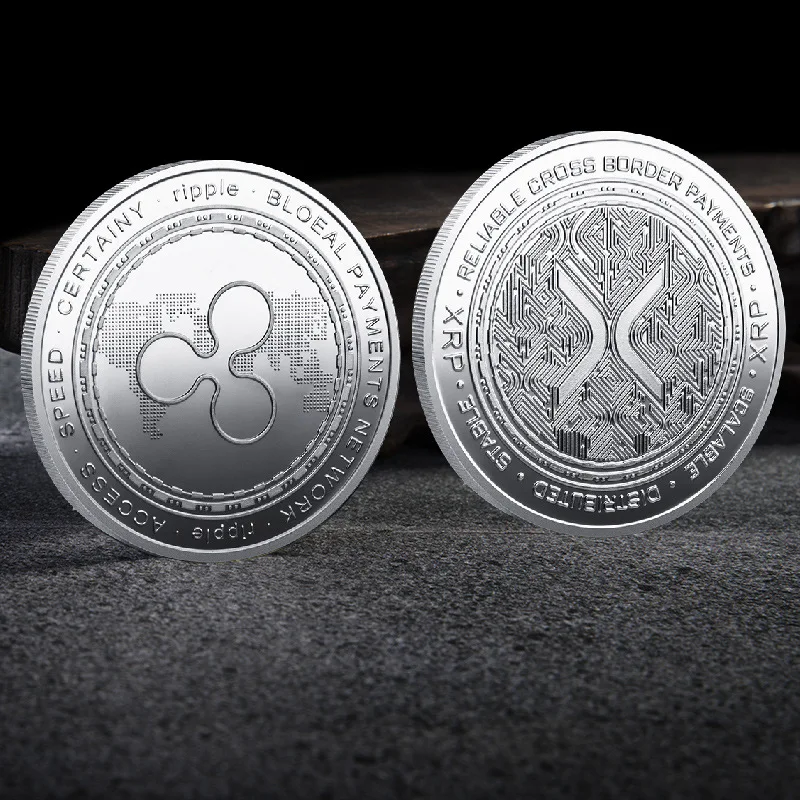 Ripple Coin XRP Coin Gold Silver Plated Crypto Ripple XRP Coin with Plastic Case Commemorative Coin Art Collection Souvenir Gift