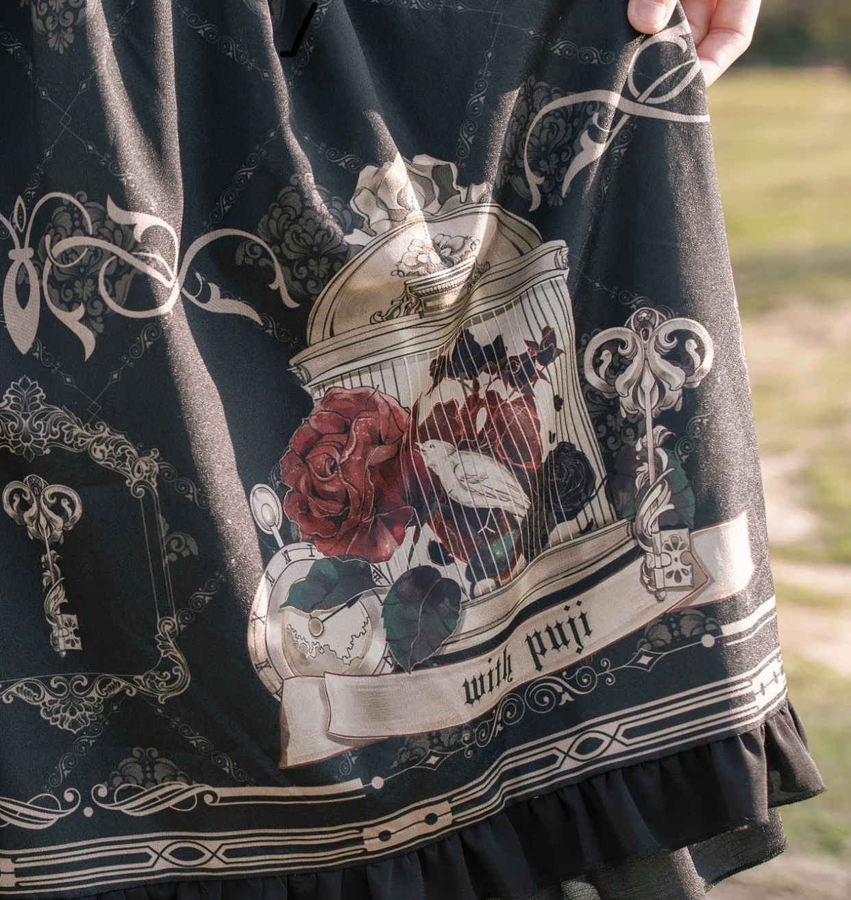 - Nightingale and Rose - Gothic Black and Red JSK Dress by With PUJI view 5
