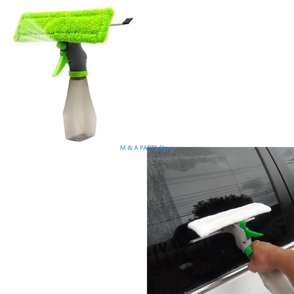 U1JF 3 in 1 Window Cleaner Dry Scraper Features Atomizing Nozzle Bottle Wiper Microfibre Cloth Pad Car Glass Clean