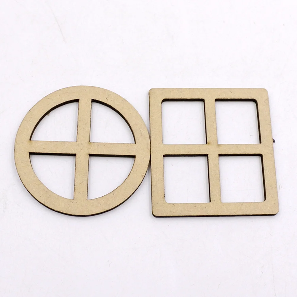 

5Packs Window Pattern Wood Tags Unique DIY Wooden Cutouts for Handicrafts Smooth Finish Craft Accessories for School Camp Party