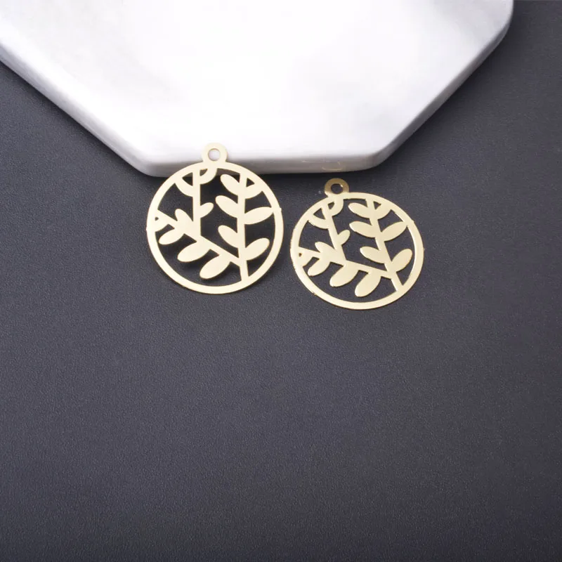 30 Stück AC14798 22*25mm Messing Runde Blatt-Anhänger Dünne Hellgoldene Blätter Anhänger DIY Schmuck Ohrring-Zubehör – Detail 5