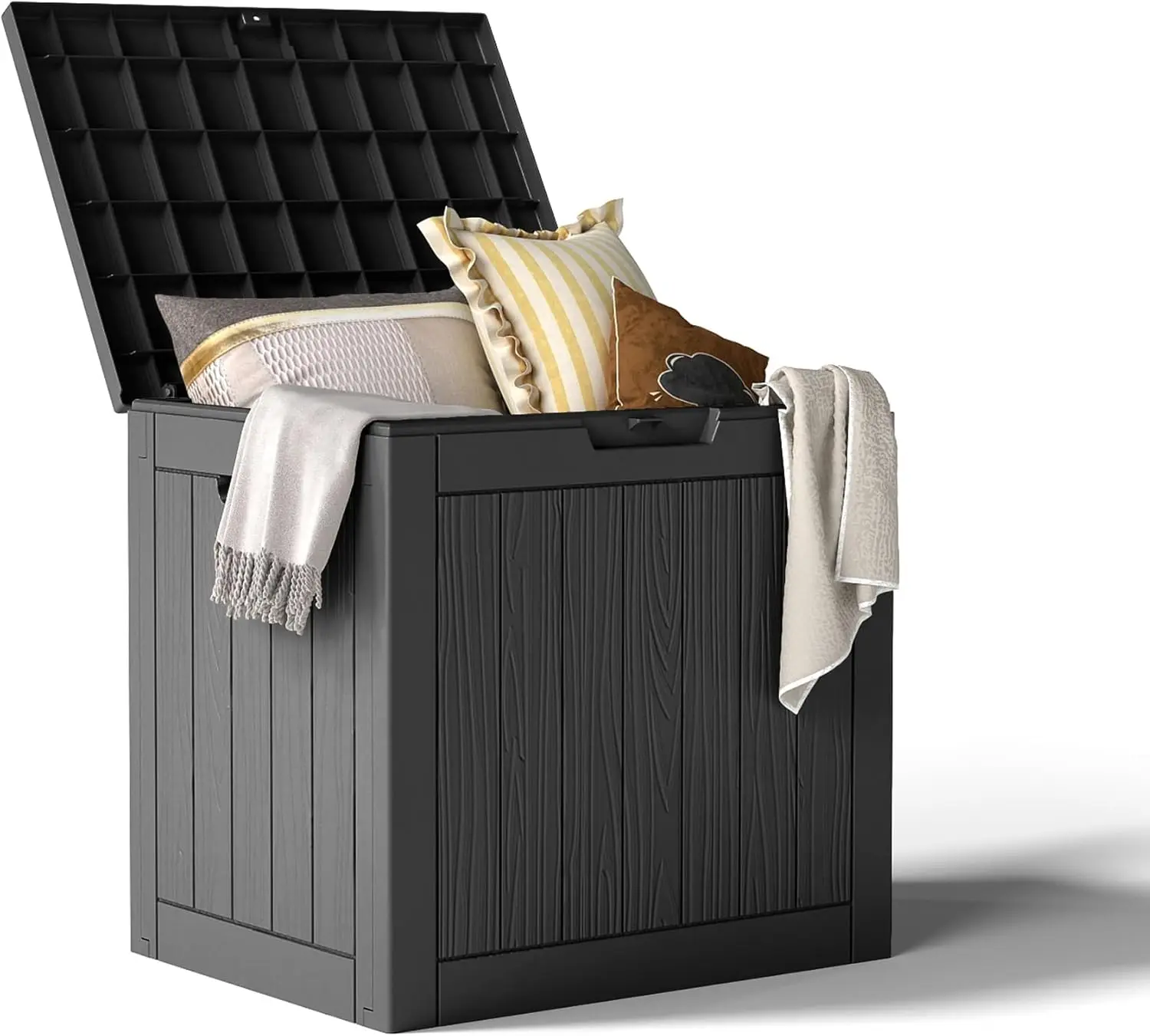 

30 Gallon Waterproof Outdoor Storage Box, Small Lockable Deck Box,Resin Storage Container with Reinforced Support for Patio Cush