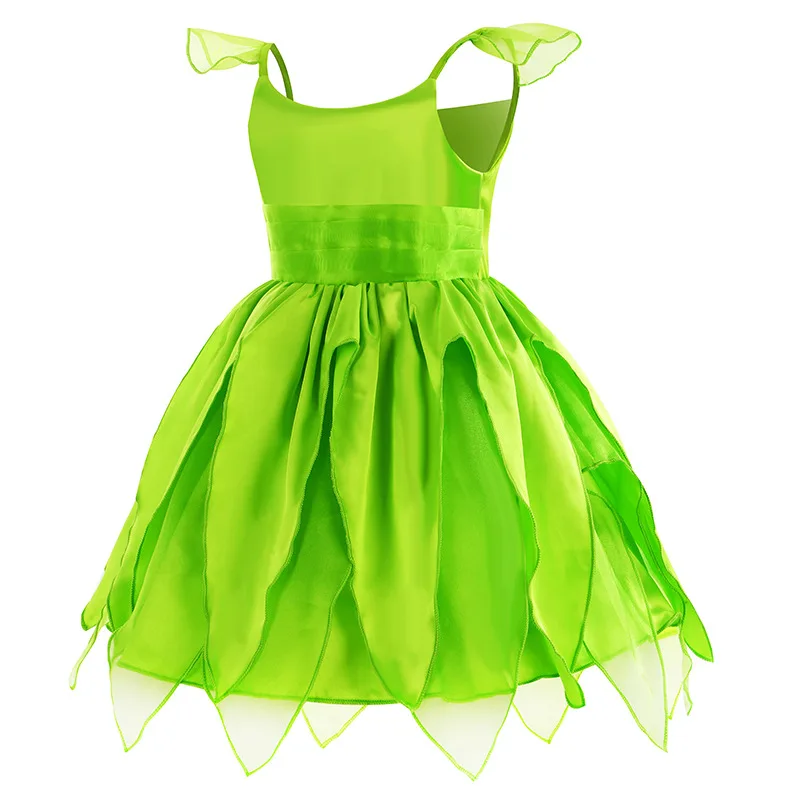 Für Mädchen Kostüm Blumenfee Verkleidung Dress Up Kinder Prinzessin Tinker Glocke mit Flügeln Halloween Prinzessin Party Tinkerbell Kleid