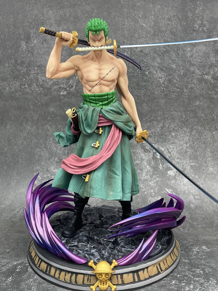 37cm Anime One Piece Figure Gk  Roronoa Zoro Double Head Oversized Mito stream Action Figure Statue Model  Anime Model Toys