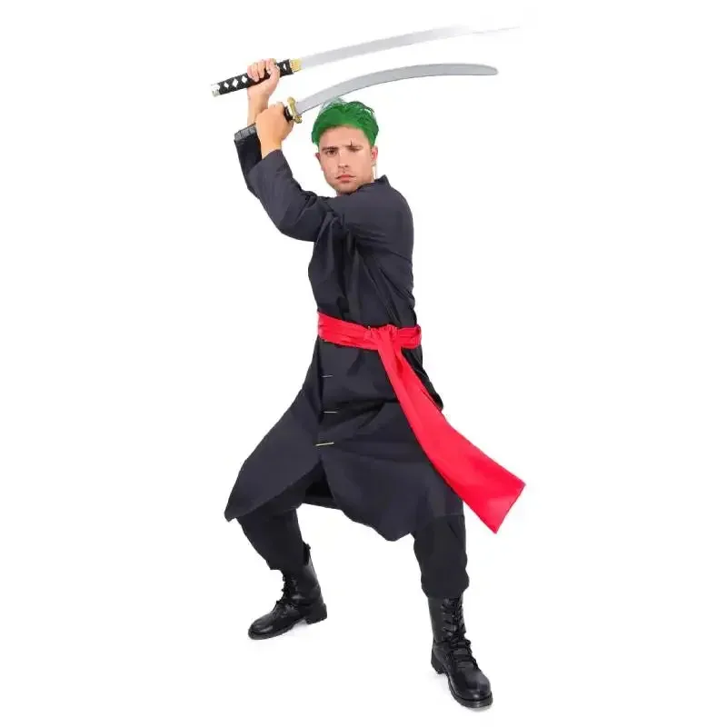 أزياء رورونوا التأثيرية رورونوا كيمونو رداء عباءة كيب وانو كونتري ملابس سوداء بدلة الهالوين مع شارة وشاح لـ F45657GKO