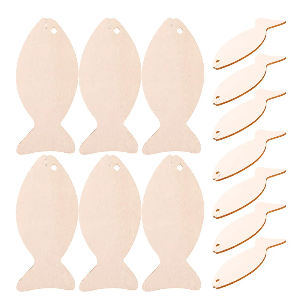 

64pcs Wooden Fish Hanging Decoration Unfinished Animal Craft Cutouts for DIY Projects Wood Supplies Sewing Accessories