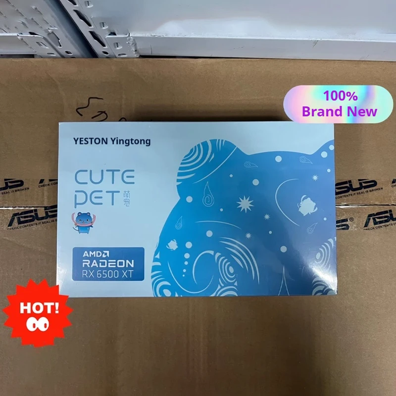 Cute Pet Rx6500xt Graphics Card 4g Host Single Fan Mini Graphics Card Dp/Hdmi 6-Pin Game/Office Host Pc Desktop Accessories