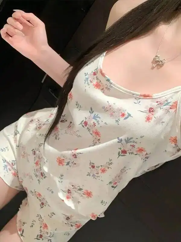 여름 새로운 캐미솔 반바지 세트 섹시한 꽃 여성 홈웨어 잠옷 겉옷 달콤한 탱크 탑 반바지 세트 한국 여성 FSZ8