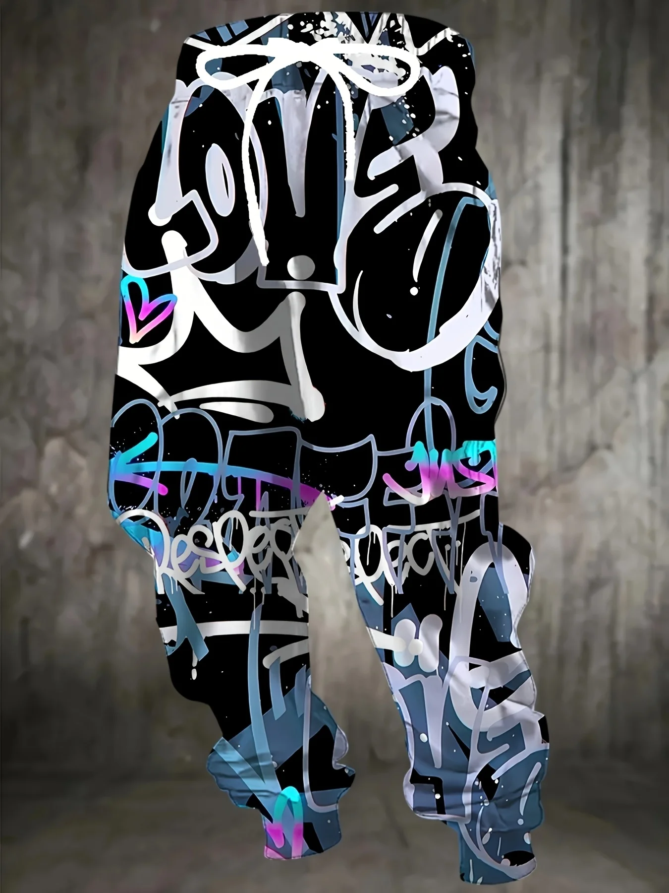 Hot selling new men's autumn letter graffiti print soft and comfortable drawstring pants outdoor street style pants