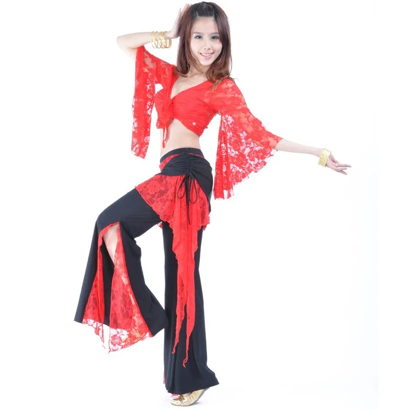 Belly Dance Performance Set Lace Pants Lace Top Oriental Dance Ethnic Dance Belly Dance Performance Set