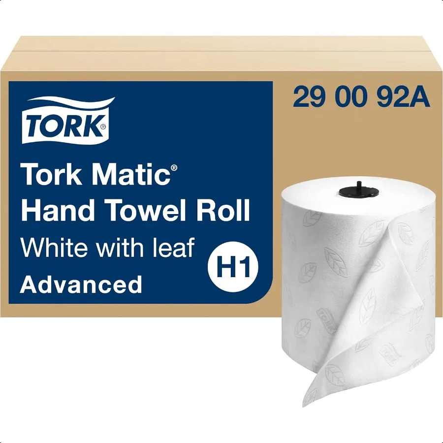 Rollo de toalla de mano Matic blanco con hoja gris Advanced H1 100 fibra reciclada alta absorción capacidad media 2 capas 6 rollos x 525 pies