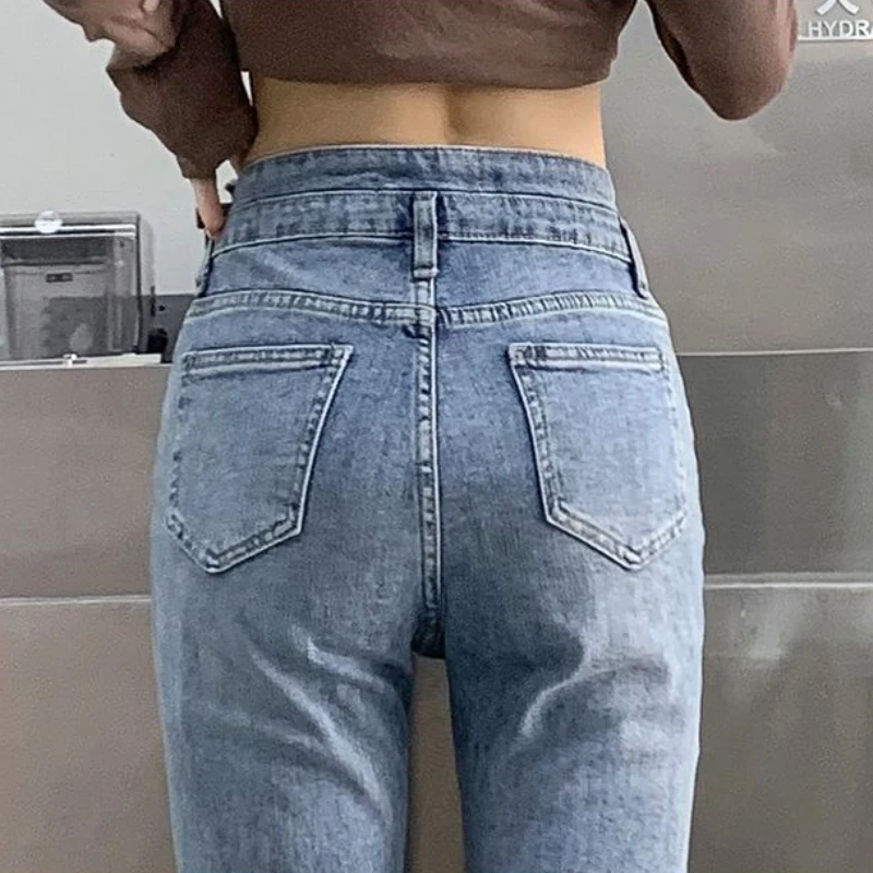 Flare Jeans Women Slit Ankle-length Streetwear High Waist Summer Pantalones Vaqueros Mujer New Arrival All-match Retro Simple