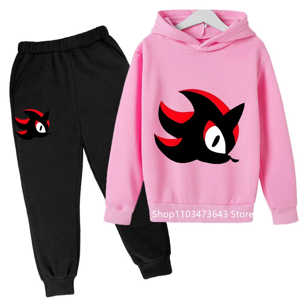 Sonics sweat à capuche pour enfants pantalon costume mode Anime sweats à capuche garçon lettre sweats décontracté impression dessin animé survêtement pulls