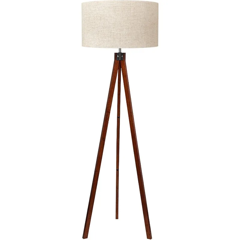 

Wood Tripod Floor Lamp, Mid Century Standing Lamp, Modern Design Studying Light for Living Room, Bedroom, Study Room and
