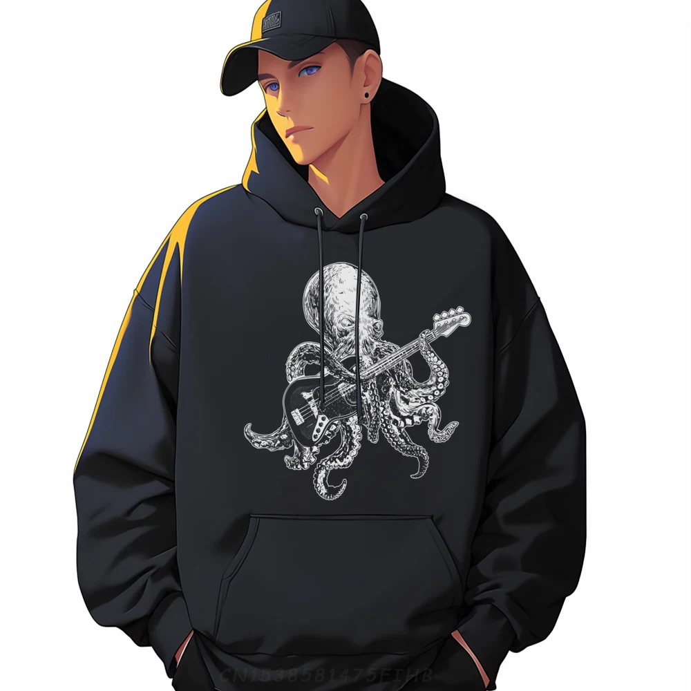 

Octopus Playing Bass Guitar For Men Dad Octopus Lover Men Clothes Sale Christmas Sweater Hooded Shirt