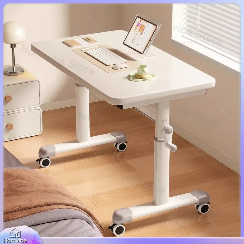 Foldable Computer Desk Adjustable Height Movable Workbench Small Simple Table for Student Home Bedroom Office Bedside