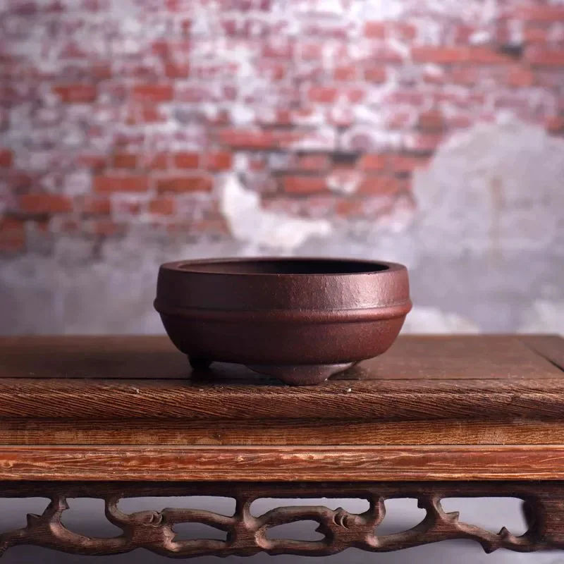 yesCeramic Circle Waistline Bonsai Pot,Tradition Chinese Classical,Room Table Dormitory Garden Home Table Decoration