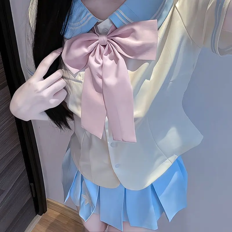

Japan Original JK Uniform Suit Waist-Closing Shirt Sailor Suit Women'S College Style Summer Short Sleeves