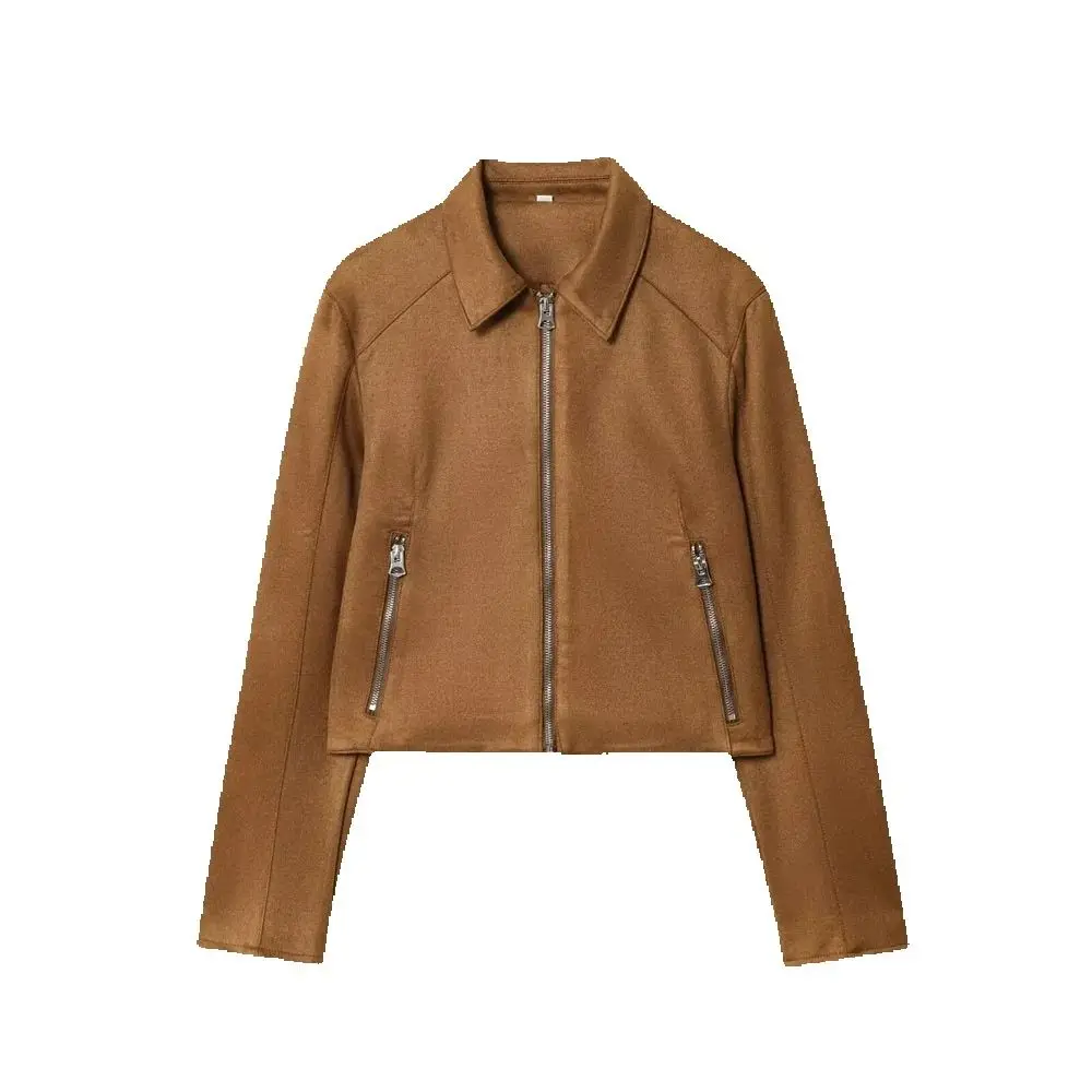 

Spring and Autumn New Women's Fashion Short Style Pure Leather Jacket Coat