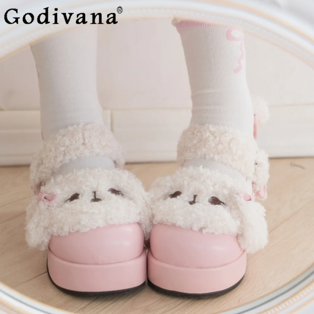 

Sweet Girl Casual Lolita Platform Autumn Heels Kawaii Leather Pink Elegant Princess Shoes Girls Single Shoe